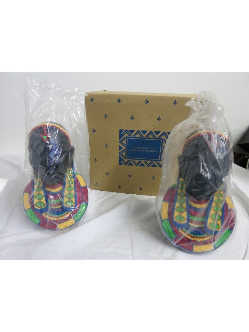 Vintage Masai Inspired African bookends by AVON Brand New!